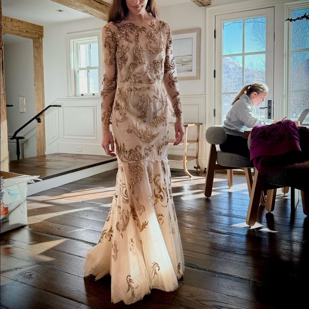 Oscar De La Renta Stunning Hand Painted Gown